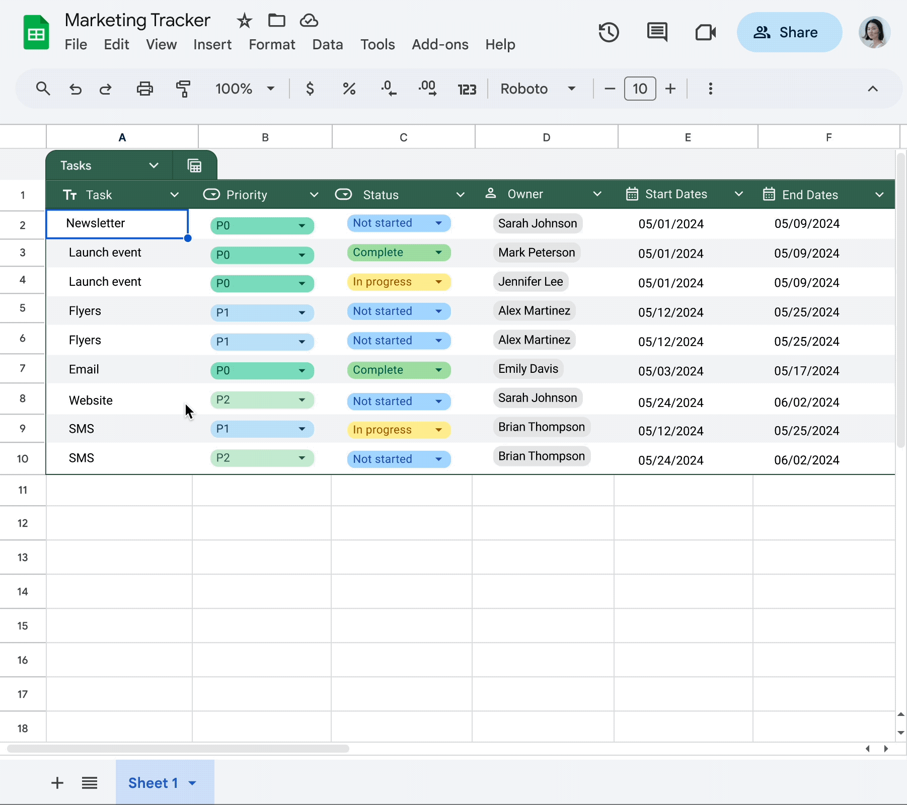 Download view-only Google Sheets